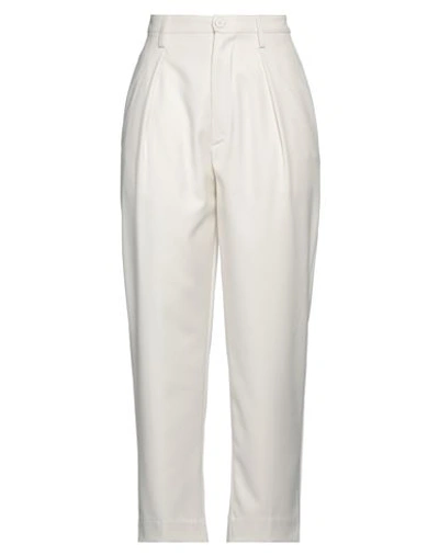 Dondup Woman Pants Off White Size 4 Polyester, Viscose, Elastane In Beige