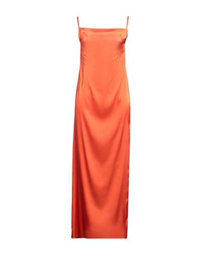 Sabato Russo Woman Maxi Dress Orange Size 8 Polyester, Elastane