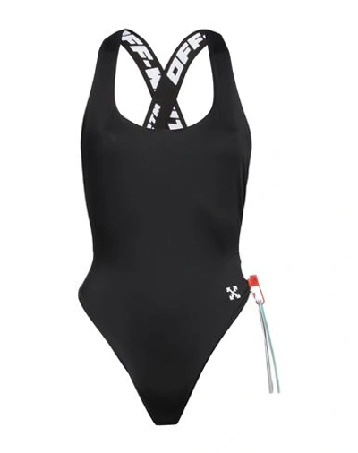 Off-white Woman One-piece Swimsuit Black Size 4 Polyester, Elastane