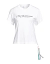 OFF-WHITE OFF-WHITE WOMAN T-SHIRT WHITE SIZE L COTTON, GLASS