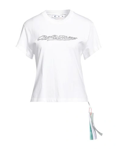 Off-white Woman T-shirt White Size M Cotton, Glass