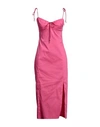 Patrizia Pepe Woman Midi Dress Fuchsia Size 8 Cotton, Polyamide, Elastane In Pink