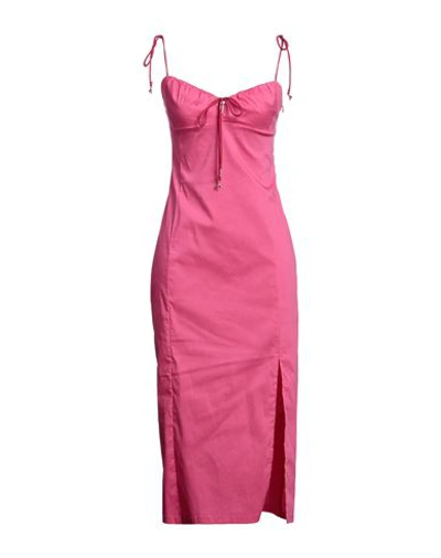 Patrizia Pepe Woman Midi Dress Fuchsia Size 10 Cotton, Polyamide, Elastane In Pink