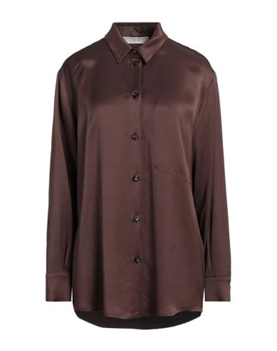 Tela Woman Shirt Brown Size 8 Viscose, Wool