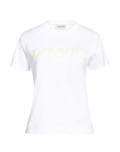 Lanvin Woman T-shirt White Size L Cotton, Polyester, Elastane