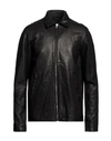 Rick Owens Calf Leather Bauhaus Jacket With Classic Collar In Black