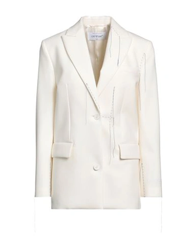Off-white Woman Blazer Ivory Size 2 Polyester, Virgin Wool, Elastane