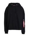 ALPHA INDUSTRIES ALPHA INDUSTRIES WOMAN SWEATSHIRT BLACK SIZE L COTTON, POLYESTER