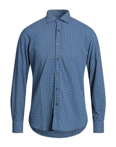 Ingram Man Shirt Azure Size 15 Cotton In Blue