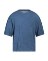 Novemb3r Man T-shirt Slate Blue Size 2 Cotton, Linen