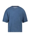 Novemb3r Man T-shirt Slate Blue Size 1 Cotton, Linen In Blue