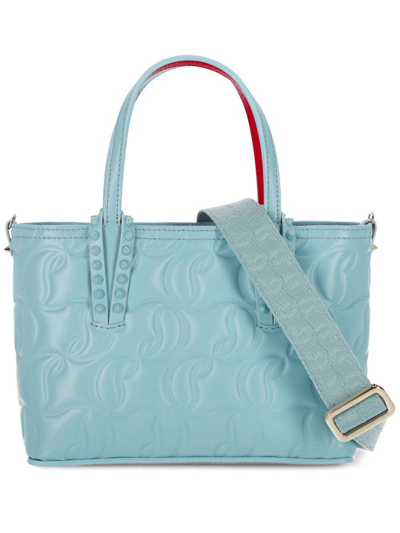 Christian Louboutin Womens Mineral Cabata Logo-embossed Mini Leather Tote Bag In Blue