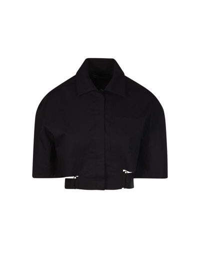 Jacquemus Cut Out Detailed Cropped Shirt In Black