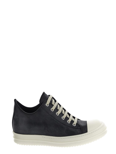 Rick Owens Leather Low-top Sneakers In Black