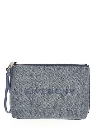 Givenchy Denim Travel Pouch In Blue