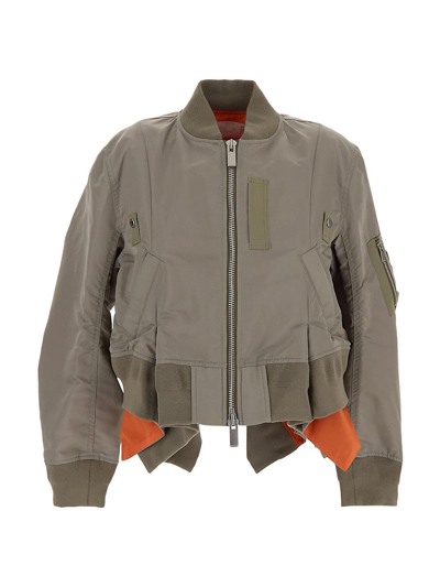 Sacai Gabardine-weave Bomber Jacket In Green