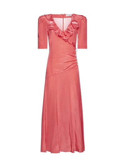 Alessandra Rich Dress In Coral-white