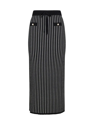 Alessandra Rich Pinstripe Knitted Midi Skirt In Multi