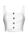 Alessandra Rich Checked Tweed Crop Top In White