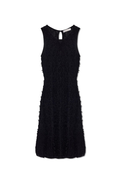 Chloé Lace Detailed Flared Mini Dress In Black