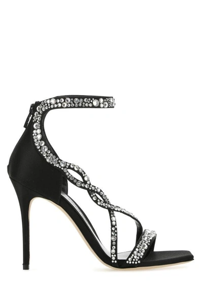 ALEXANDER MCQUEEN ALEXANDER MCQUEEN WOMAN BLACK SATIN SANDALS