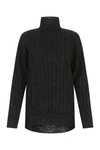 BALENCIAGA BALENCIAGA WOMAN BLACK SILK BLEND OVERSIZE SWEATER