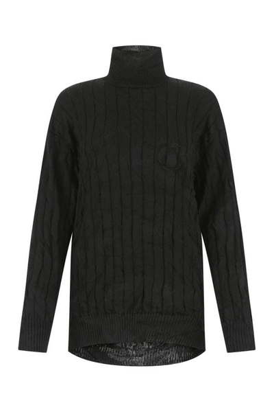 Balenciaga Woman Black Silk Blend Oversize Sweater