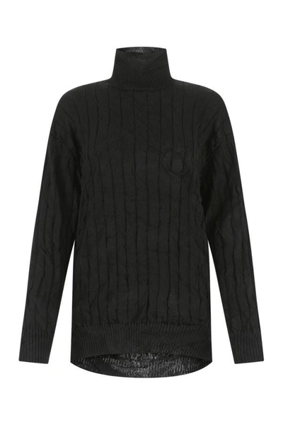 BALENCIAGA BALENCIAGA WOMEN BLACK SILK BLEND OVERSIZE SWEATER
