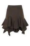Givenchy Viscose Skirt With Elastic Waist And Ruffle Detail In Brown
