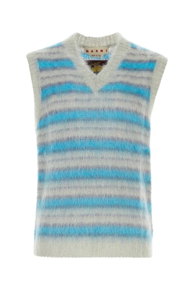 Marni Brushed Stripes Fuzzy Wuzzy Gilet Multicolor In Grey