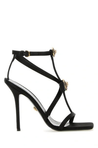 Versace Woman Black Satin Sandals