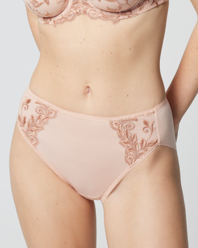Soma Women's No Show Sensuous Lace High-leg Brief Underwear In Rose Blush Size Medium |  Vanishing Ed