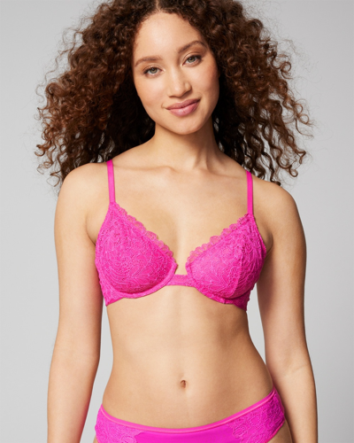 Soma Women's Unlined Lace Plunge Bra In Hot Pink Size 40ddd |