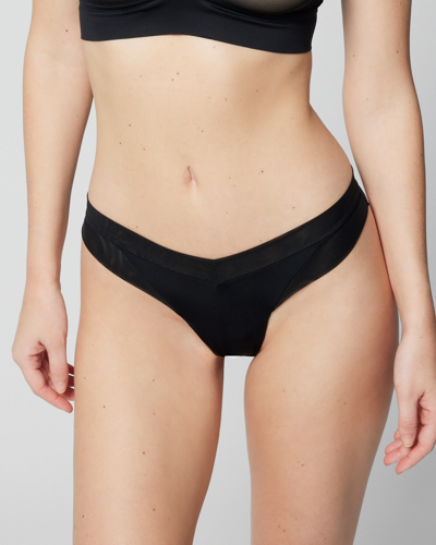 Soma Women's Mesh Thong Underwear In Black Size Xs |