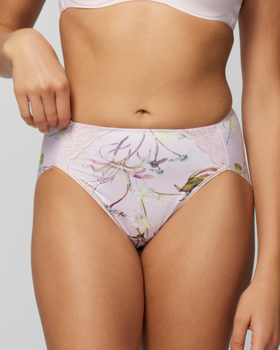 Soma Women's Vanishing Tummy High-leg Brief With Lace Underwear In Light Pink Floral Size 2xl |  In Botanica Flora Mini Pink