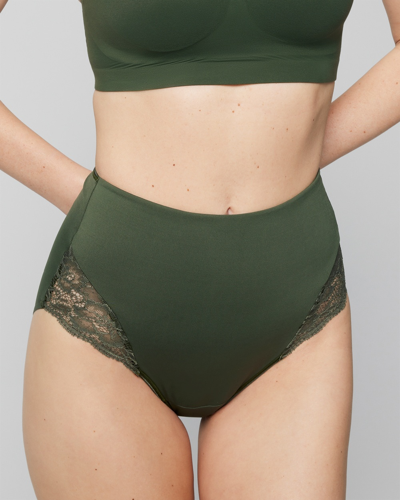 Soma Women's Vanishing Tummy Retro Brief With Lace Underwear In Green Size Small |