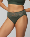 SOMA WOMEN'S NO SHOW MICROFIBER WITH LACE HIGH-LEG UNDERWEAR IN GREEN SIZE LARGE | SOMA VANISHING EDGE PA