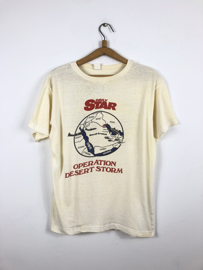 Pre-owned Vintage 90's Operation Desert Storm Military T Shirt Tee Usa In White