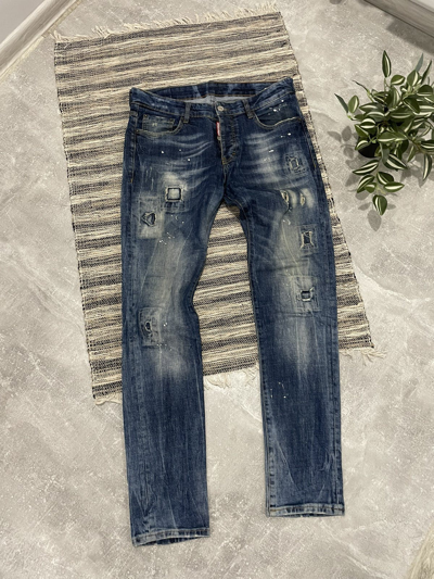 Pre-owned Avant Garde X Dsquared2 90's Dsquared 2 Jeans Denim Pants Y2k Chrome Punk Rock Emo Al (size 34) In Multicolor