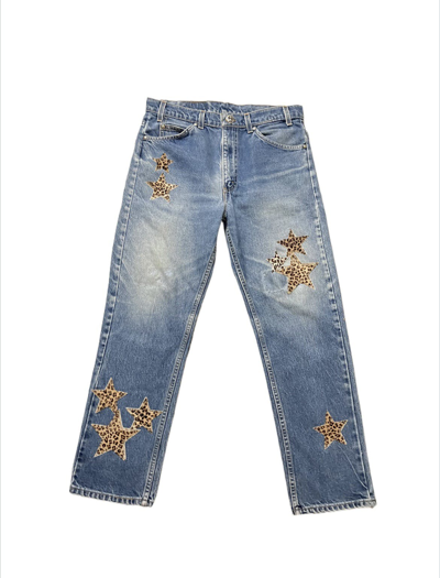 Pre-owned Chrome Hearts Leopard Star Patch Denim Jeans In Blue