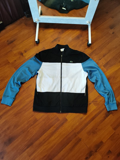 Pre-owned Lacoste Y2k  Full Zip Sweater  Sport Full Zip Jacket In Black/blue/white