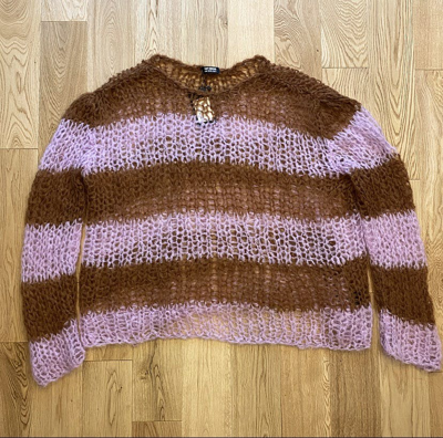 Pre-owned Raf Simons Aw20 Hand Knit Mohair Sweater In Pink