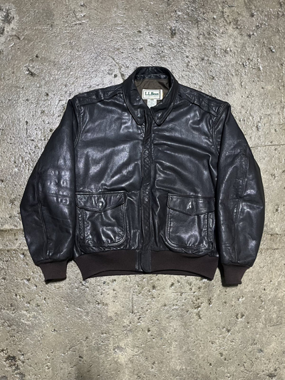 Pre-owned L L Bean X Talon Crazy Vintage 70's Ll Bean Leather Flight Bomber Jacket Size 44 In Black