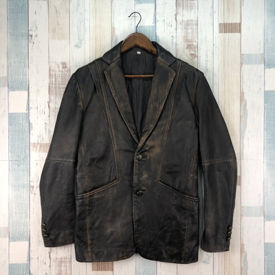 Pre-owned Genuine Leather X Leather Jacket Vintage Blazer Leather Jacket Design In Black