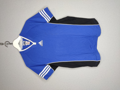 Pre-owned Adidas X Vintage Adidas 3-stripes Embroidered Center Logo Vintage Drill Tee In Blue