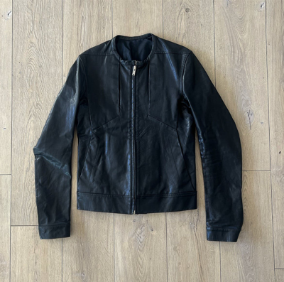 Pre-owned Rick Owens Late 2000's Leather Cafe Racer Jacket In Black
