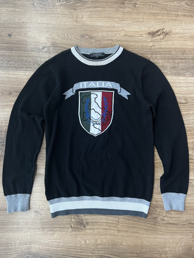 Pre-owned Vintage Y2k Nagata Italia Japan Archival Soccer Style Sweater In Black