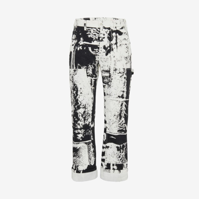 Alexander Mcqueen Fold Workwear Jeans In Black/white