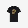 Alexander Mcqueen Skull Embellished Crewneck T-shirt In Black/ Gold