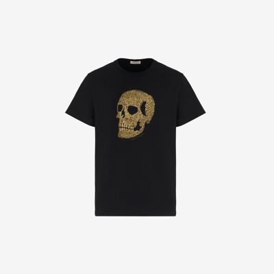 Alexander Mcqueen Skull T-shirt In Black/ Gold